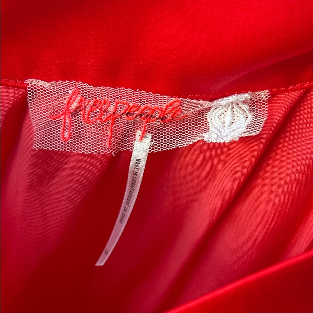 Free People Bright Red One-Shoulder Bow Dress - Picture 3 of 7
